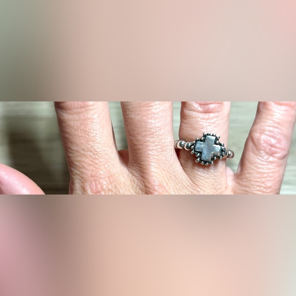 Designer Dian Malouf Sterling Silver Beaded Shank Cross Eternity Ring, Size 6.75 - Picture 7 of 9